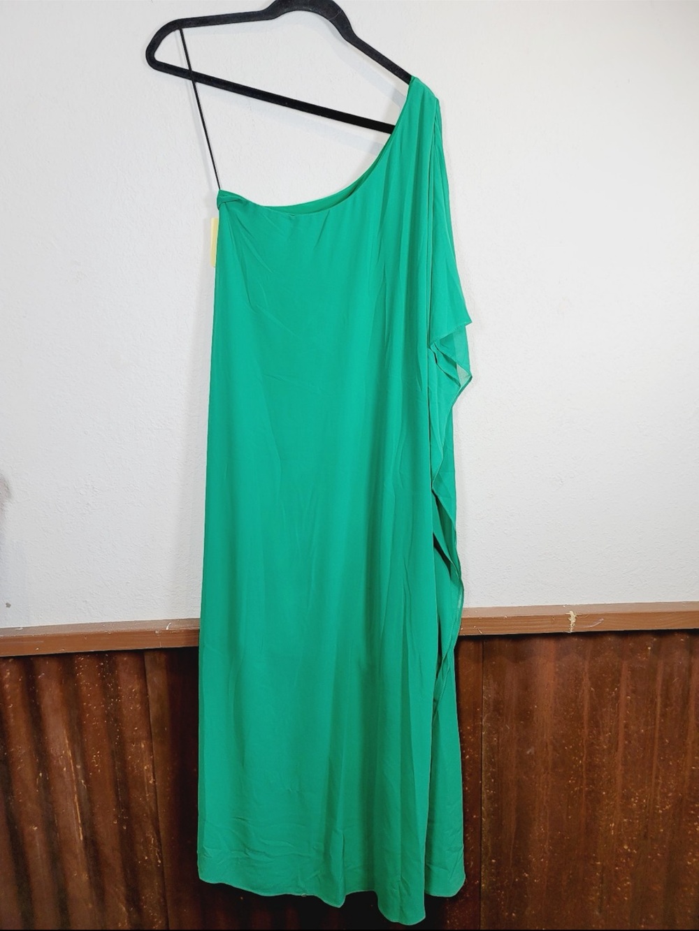 Robbie Bee Emerald Green One-Shoulder Women’s Dress, Size XL